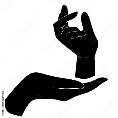 set of hand silhouettes isolated on white, Human hand gestures, collection of black hands, flat, silhouette hands pose collection, Vector illustration.