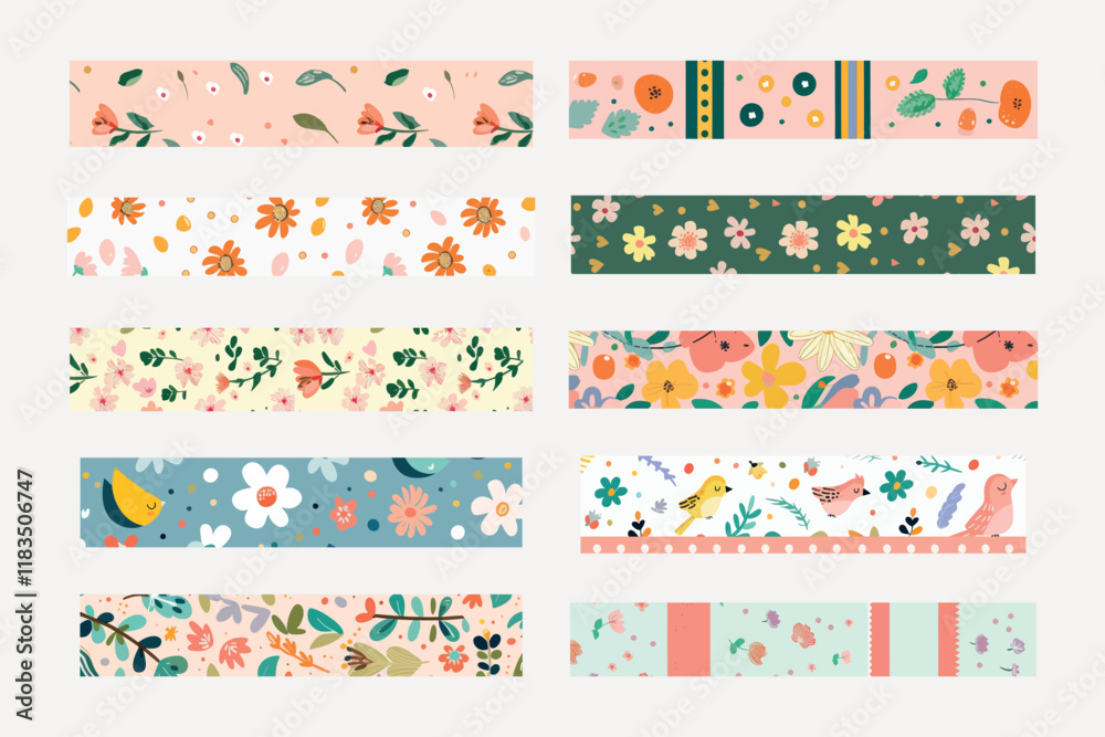 Cute washi tape notes illustration vector set Cute washi tape notes illustration vector set