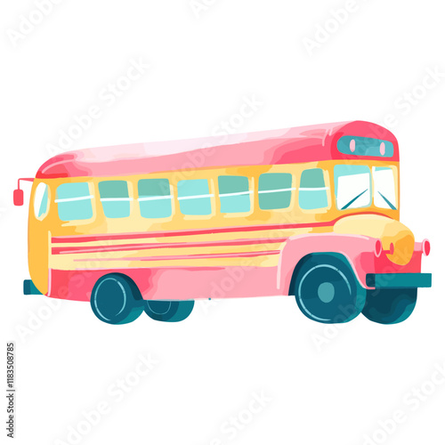 Bus school vehicle wheel white background vector