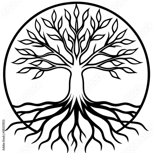 Serene Roots A Tranquil Vector Art