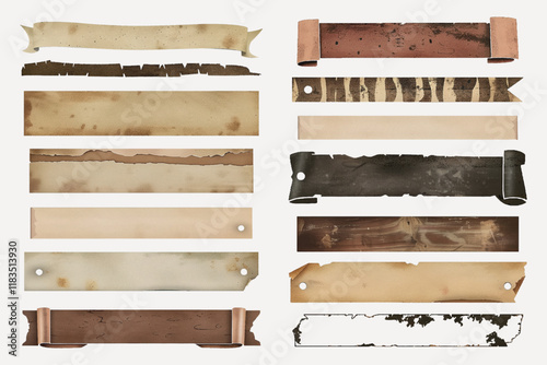Vintage paper adhesive strip vector set
