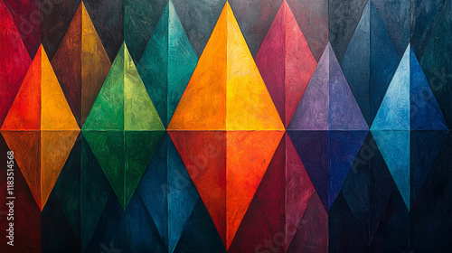 Abstract colorful geometric background with triangular patterns and vibrant mosaic design photo