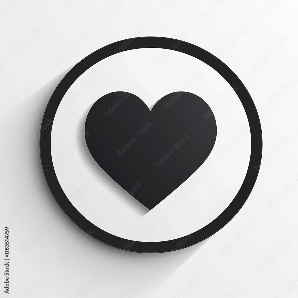 A minimalist black heart icon inside a circle on a white background. Its clean and professional design is perfect for versatile applications. A minimalist black heart icon inside a circle on a white background. Its clean and professional design is perfect for versatile applications.
