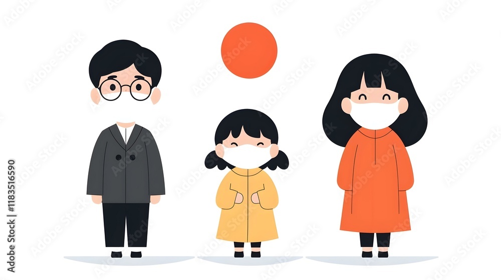 Family Embracing Togetherness, A warm scene of a family wearing masks, exuding gentle emotions and vibrant colors, highlighting unity and care. Family Embracing Togetherness, A warm scene of a family wearing masks, exuding gentle emotions and vibrant colors, highlighting unity and care.
