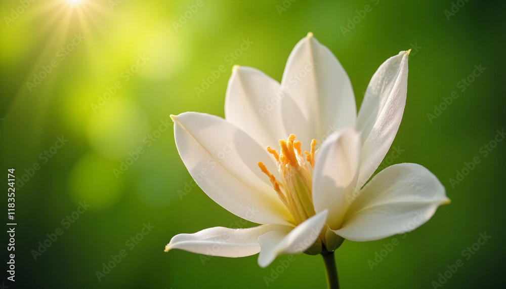 Naklejka premium Serene white flower blooming in sunlight, symbol of tranquility
