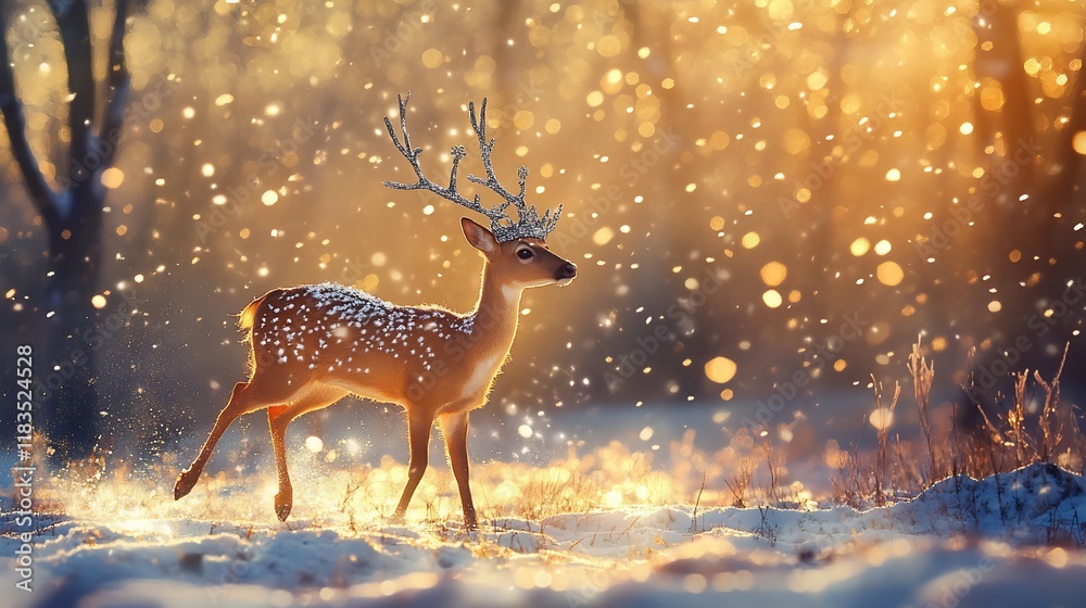 Magical Winter Deer in a Snowy Forest Magical Winter Deer in a Snowy Forest