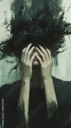 Hidden Emotions: A Painting of Despair and Loneliness photo