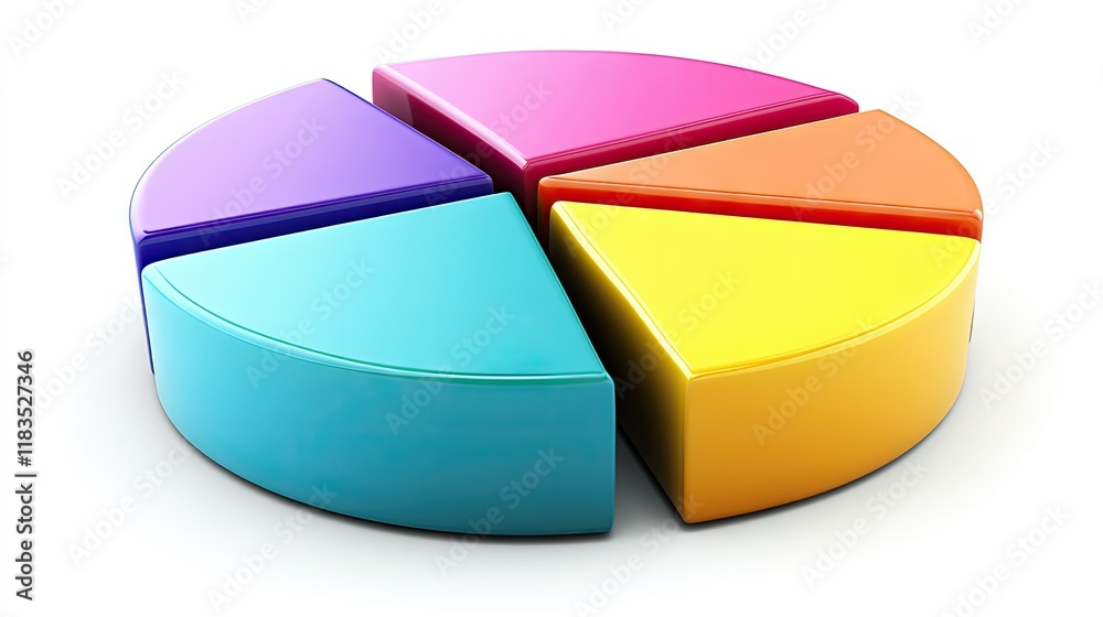 Fototapeta premium Colorful 3D Pie Chart Data Visualization for Business Reports
