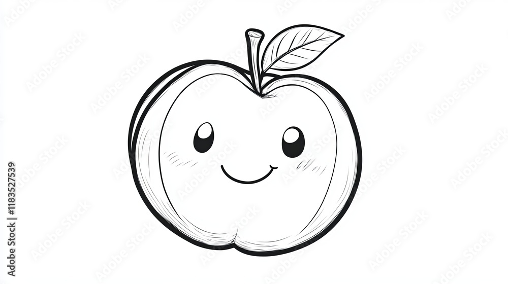 Obraz premium Happy Apple Coloring Page for Kids