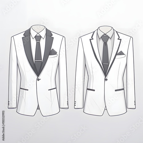 Stylish suit designs fashion show illustration studio close-up tailored trends