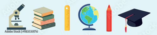 Education tools icons set, vector element set