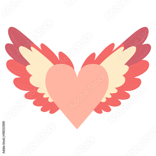 Heart with angel wings illustration valentine symbol vector