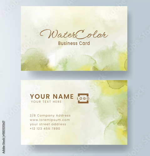 Abstract splashed watercolor business card