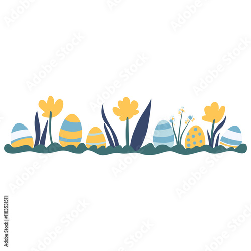 Funky vector easter border flowers eggs colorful vector