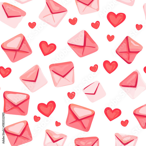 Envelopes with hearts valentine seamless letters vector