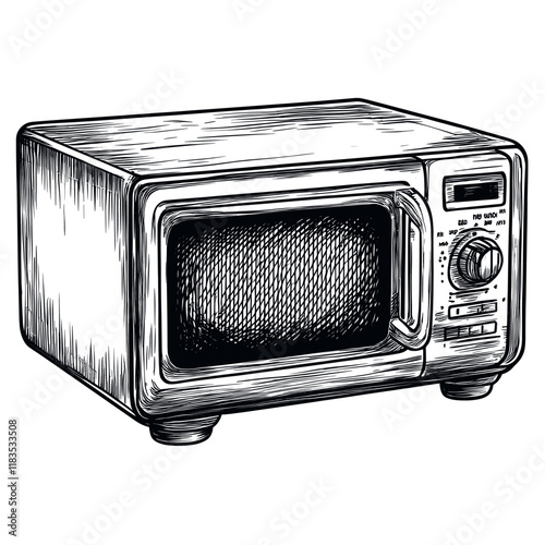 Microwave appliance black white vector