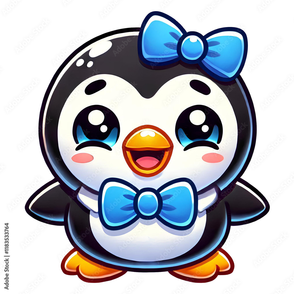Cartoon Penguin Emoji with Bow Tie Cartoon Penguin Emoji with Bow Tie