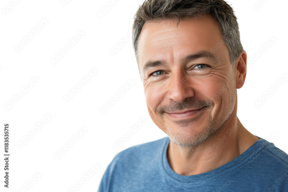 Smiling man in a blue shirt looks at the camera, isolated on a transparent background. Crisp, detailed, and professional portrait. 4K quality. Smiling man in a blue shirt looks at the camera, isolated on a transparent background. Crisp, detailed, and professional portrait. 4K quality.