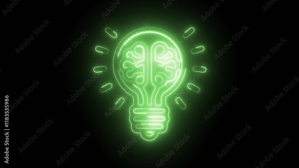 Glowing Neon Lamp Icon Animation on Black Background, HD Motion Graphic Representing Illumination, Light Source, and Innovation Glowing Neon Lamp Icon Animation on Black Background, HD Motion Graphic Representing Illumination, Light Source, and Innovation