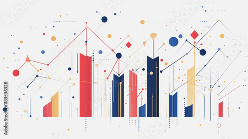 Abstract white background with Colorful charts and graphs with statistics to innovative analyze business potential and forecast future development of companies growth