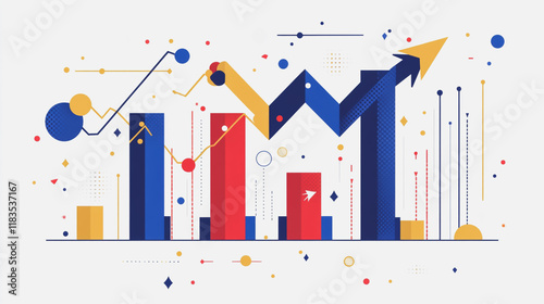 Abstract white background with Colorful charts and graphs with statistics to innovative analyze business potential and forecast future development of companies growth