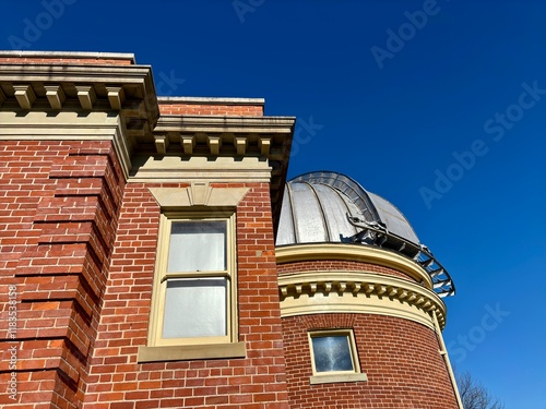 Historic red brick building with a metal dome, Cincinnati Observatory photo