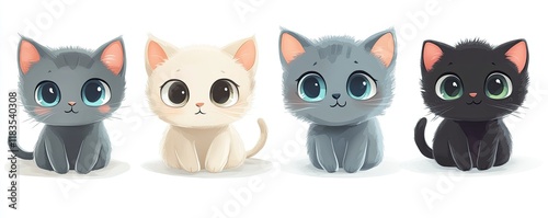 Wallpaper Mural Four Adorable Kittens Sitting Together In A Row Torontodigital.ca