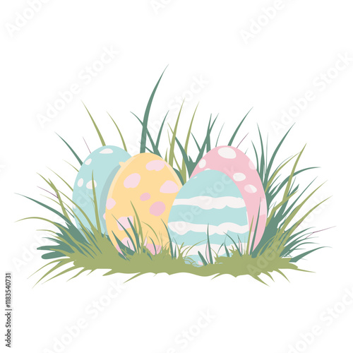 Grass with hidden eggs illustration colorful colors vector
