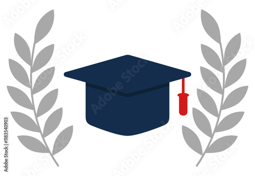 Graduation cap flat vector icon isolated on white background.