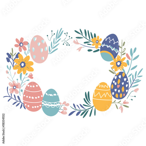 Easter-themed frame egg illustration graphics vector