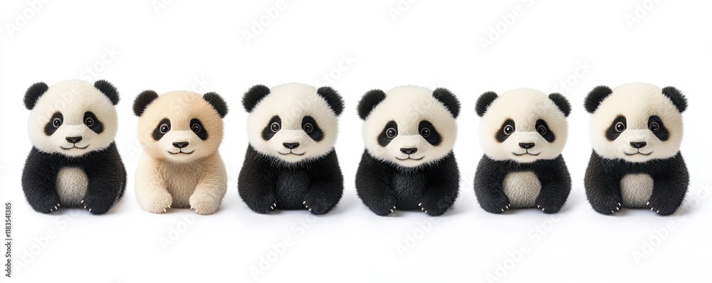 Obraz premium Adorable Baby Pandas Sitting In A Row