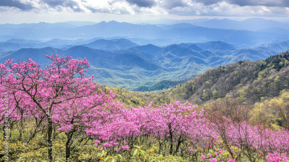 Spring Blossom Medley: Mountain Peach, Cherry, and Peach Flowers bathed in Gentle Sunlight, Embracing Nature's Beauty Spring Blossom Medley: Mountain Peach, Cherry, and Peach Flowers bathed in Gentle Sunlight, Embracing Nature's Beauty