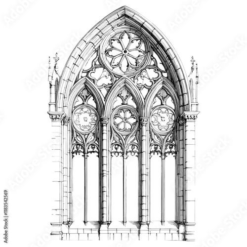 Church window architecture cathedral drawing vector
