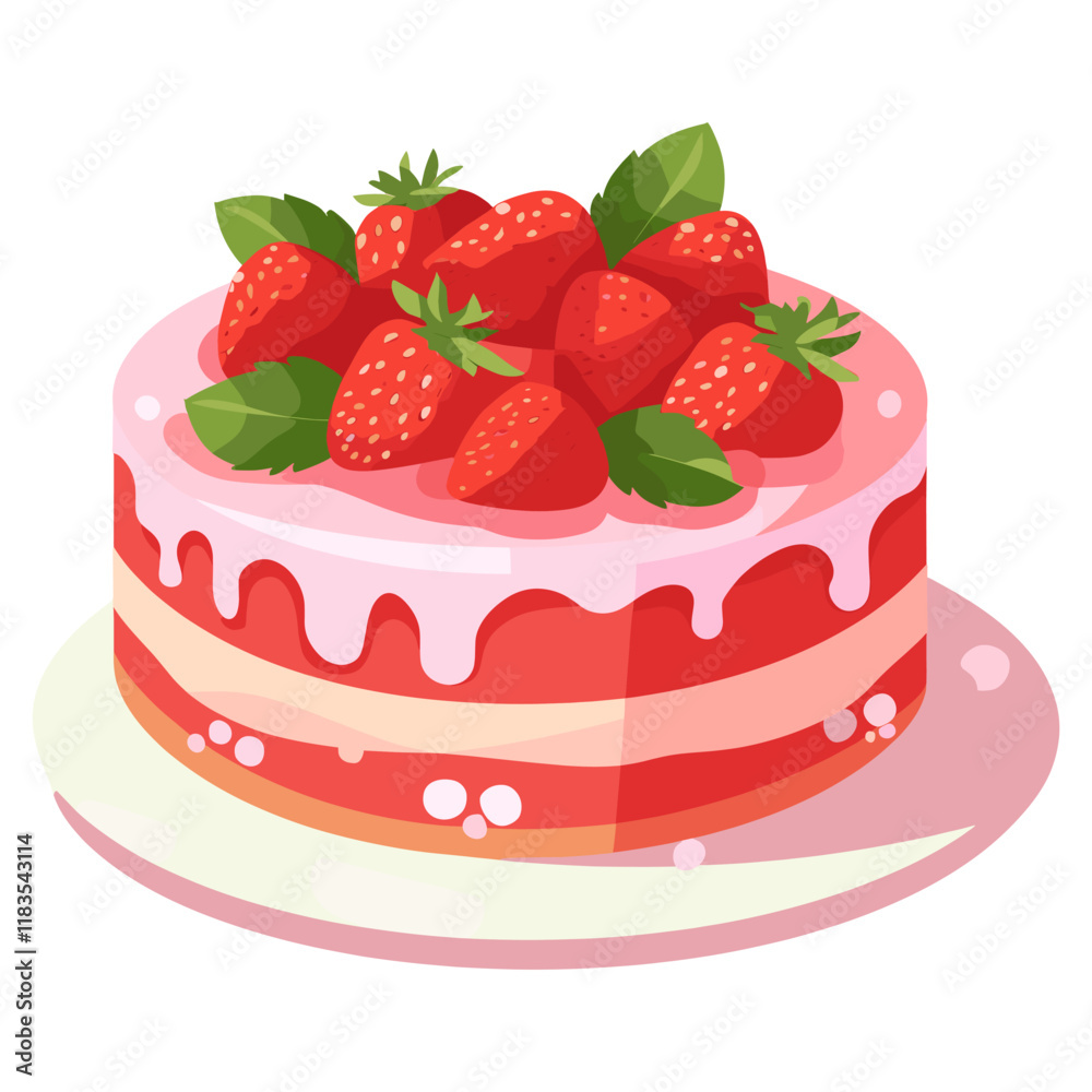 Strawberry cake illustration dessert art vector Strawberry cake illustration dessert art vector