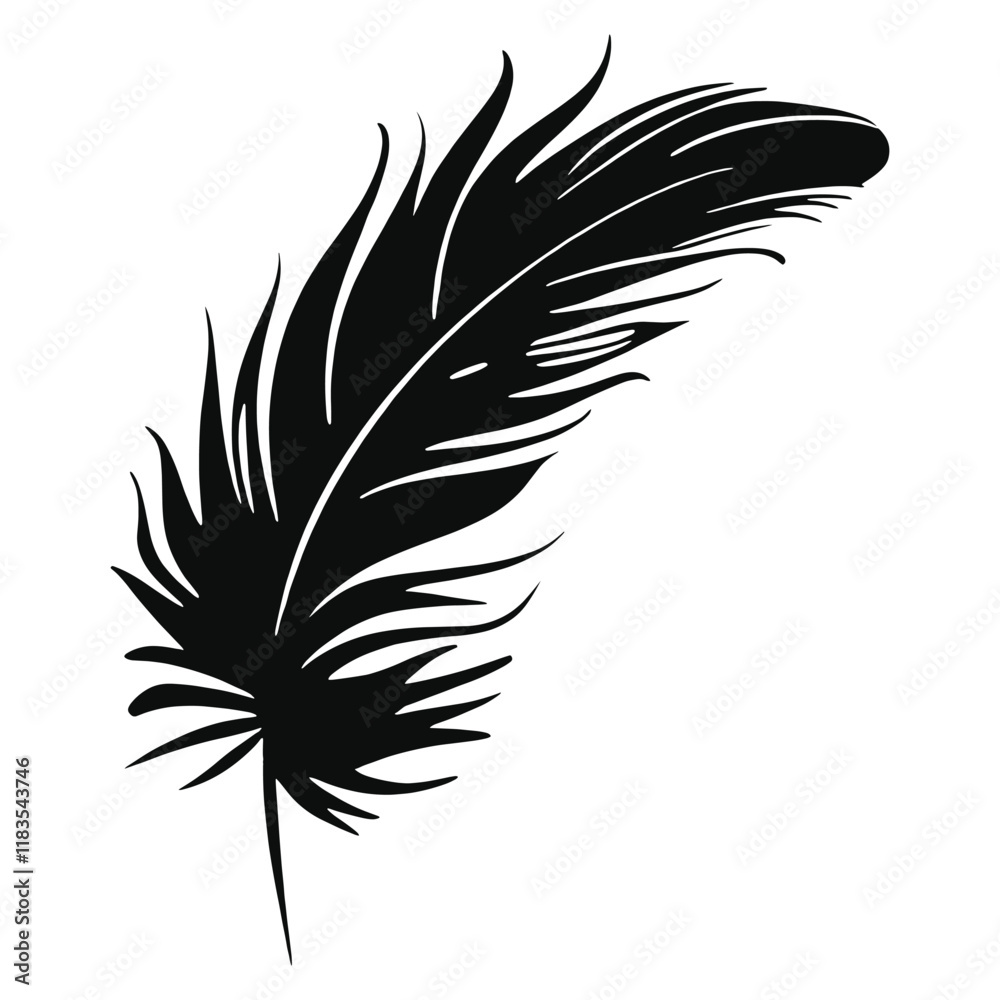 Obraz premium Silhouette feather illustration black elegant vector