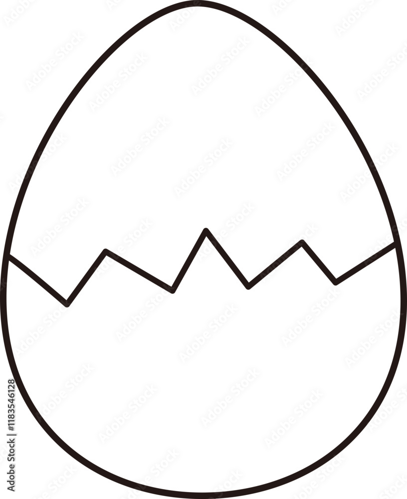 Isolated Cracked Egg outline.
Split Egg coloring drawing.
Transparent Background.