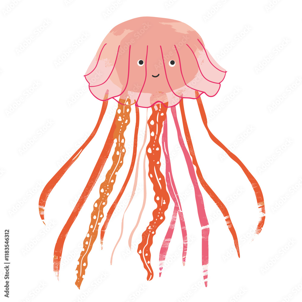 Fototapeta premium Cute jellyfish animal illustration vector