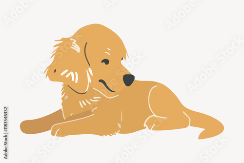cute golden retriever dog illustration vector