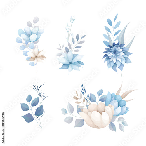 beautiful elegant white blue flower wreath bouquet