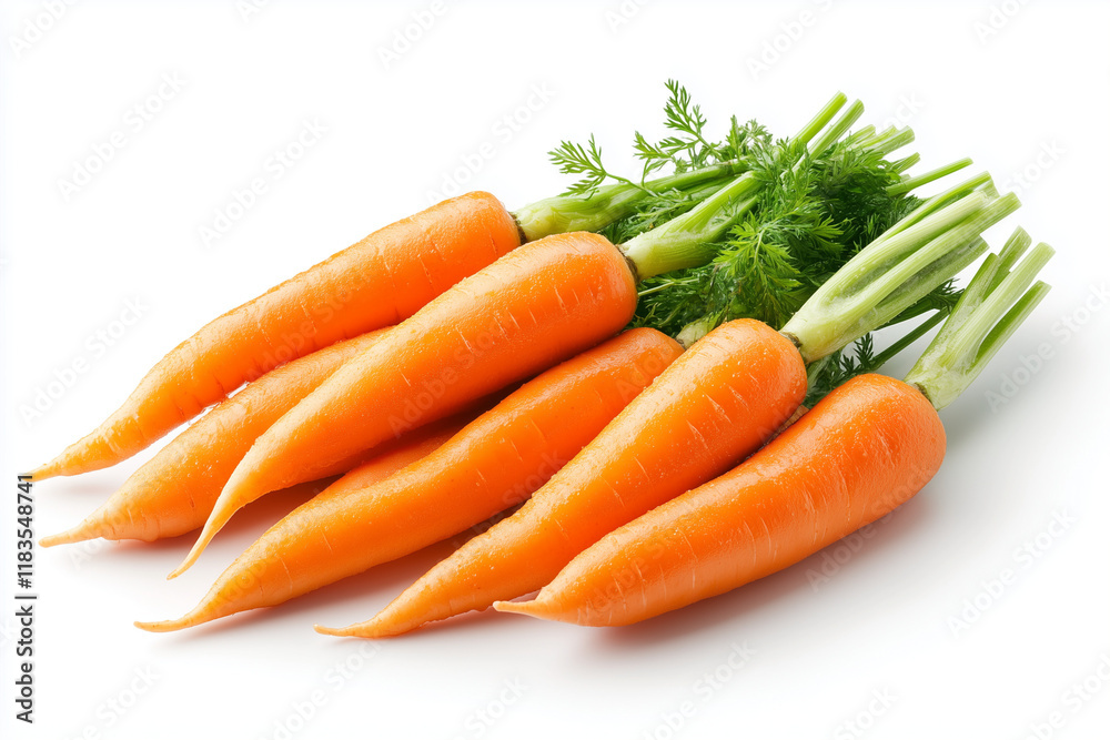 A bunch of carrots with green stems A bunch of carrots with green stems
