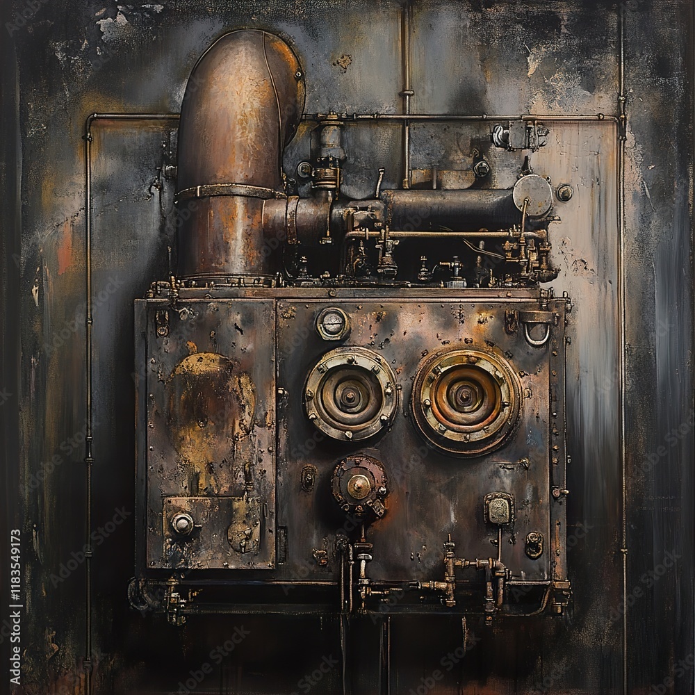 Steampunk Machine: Industrial Metal Artwork Steampunk Machine: Industrial Metal Artwork