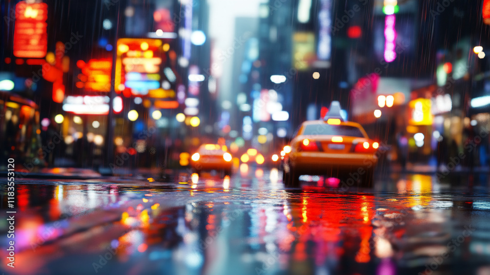 Fototapeta premium Neon cityscape with bright neon lights in a cinematic atmosphere 