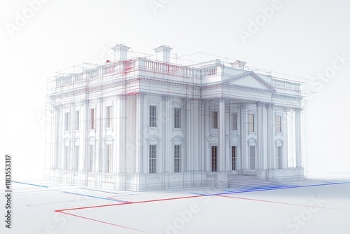 White House depicted in minimalist design, highlighting architec photo