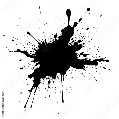 Grunge brush splatter stain black vector