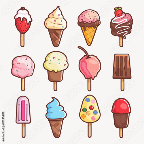Ice cream vector set