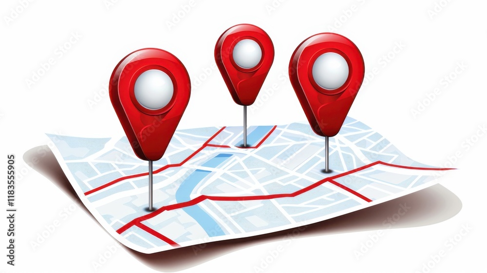 Naklejka premium Modern Map Markers: A Set of Map Pin Location Icons with Vector Illustration on White Background