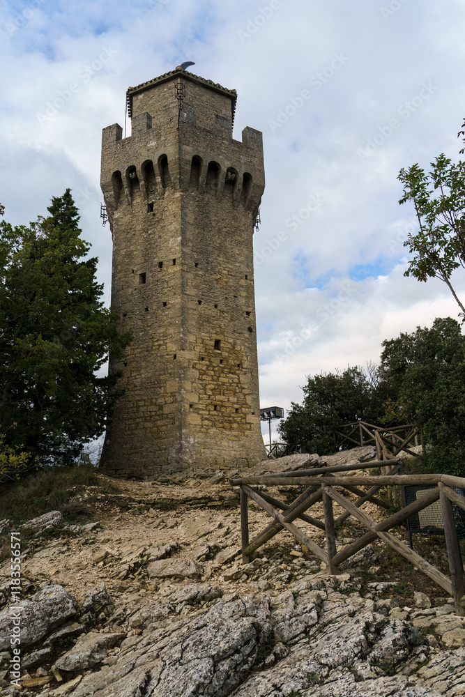 Historic stone tower Montale in San Marino Historic stone tower Montale in San Marino