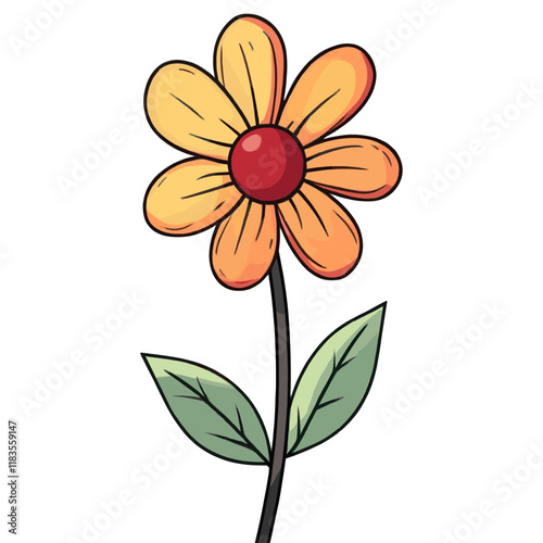 Orange flower illustration floral plant vector
