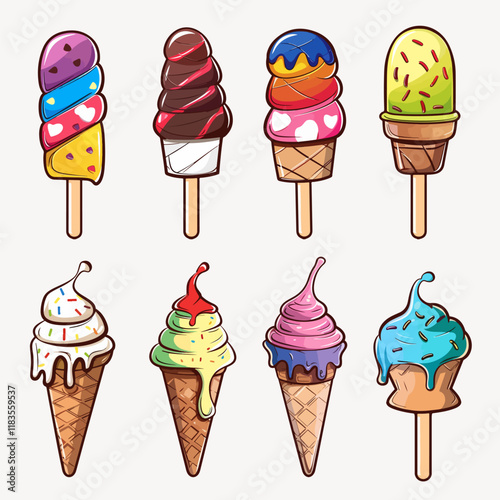Ice cream vector set
