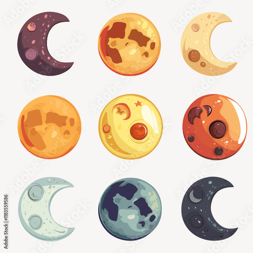 Moon illustration vector set